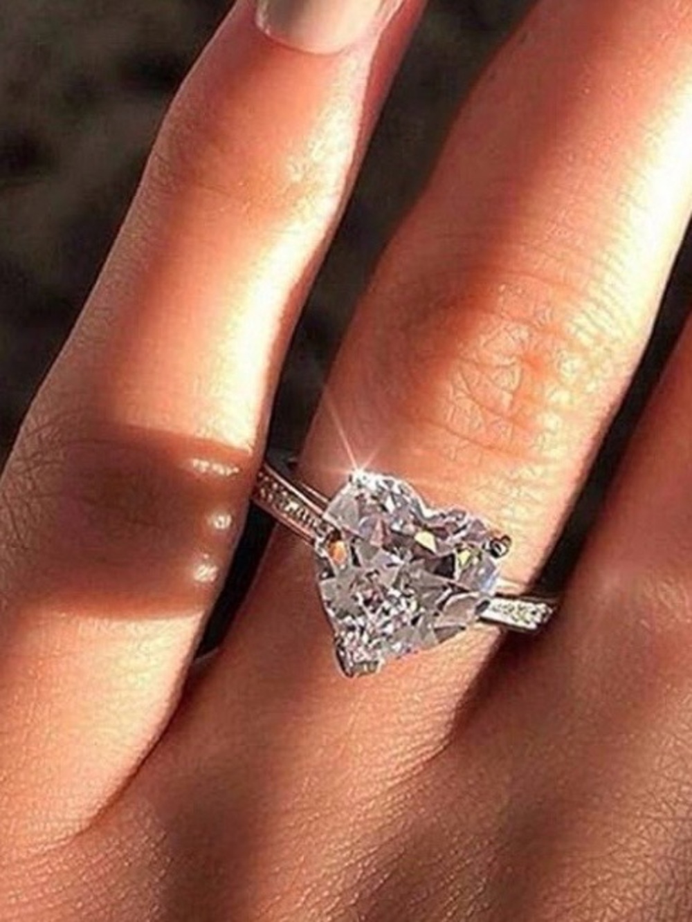 Heart-Cut Cubic Zirconia Ring in White - Unbranded